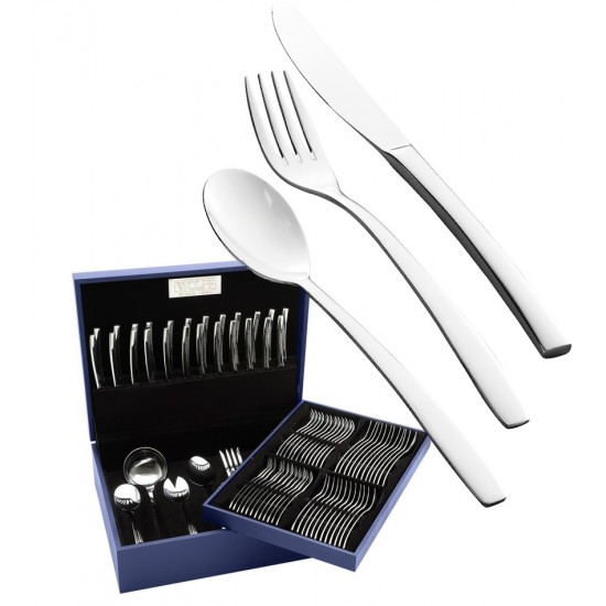 Faqueiro 101 Peças London Forjado Liso Em Aço Inox Wolff Com Estojo De Madeira